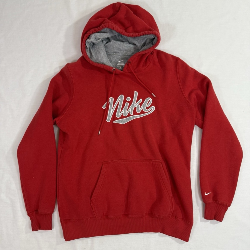 Nike Red Pullover Hoodie Women's Sz XL Casual Sweatshirt Script Swoosh